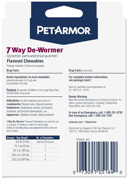 PetArmor 7 Way De-Wormer for Medium to Large Dogs 25-200 Pounds [Dog Supplies for Dog] 2 count