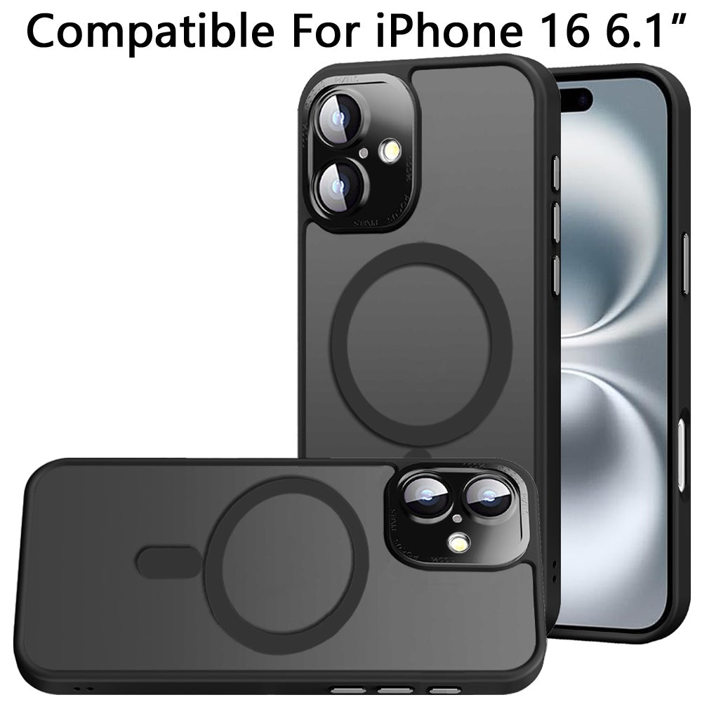 For Apple iPhone 16 (6.1") Complete Protection HQ Hybrid with Metal Tempered Camera Glass, MagSafe Compatible Case Cover