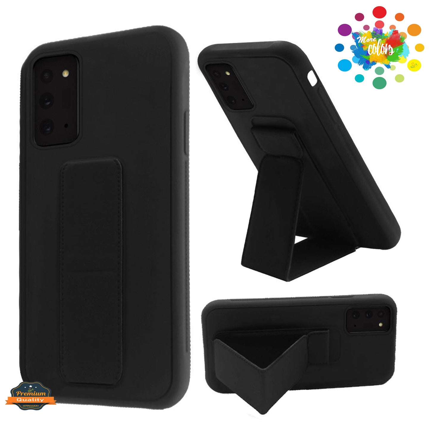 For Apple iPhone 15 Plus (6.7") PU Leather Back Foldable Kickstand Hand Strap Stand Hybrid Heavy Duty Shockproof  Phone Case Cover