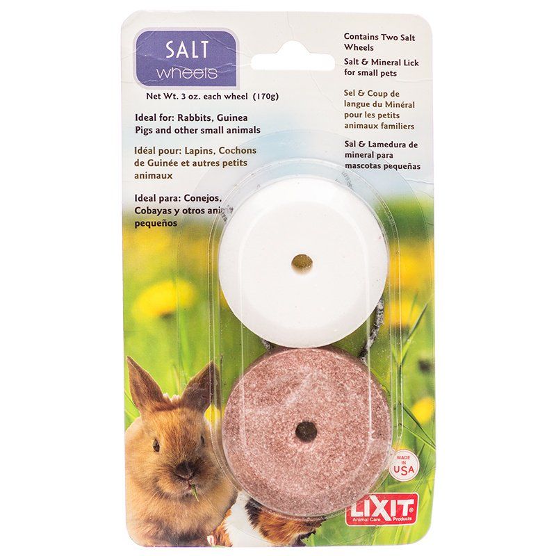 Lixit Salt & Mineral Wheels for Small Pets [Chews & Licks] 2 Pack - (3 oz Salt Wheel & 3 oz Mineral Wheel)