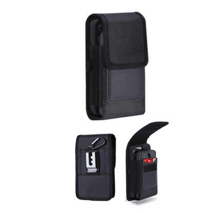 For Apple iPhone 16 Pro (6.3") Universal Dual Phone Holster Vertical Pouch for 2 Phones, Double Decker Belt Clip Case with Credit Card Slots Wallet Cover [Black]