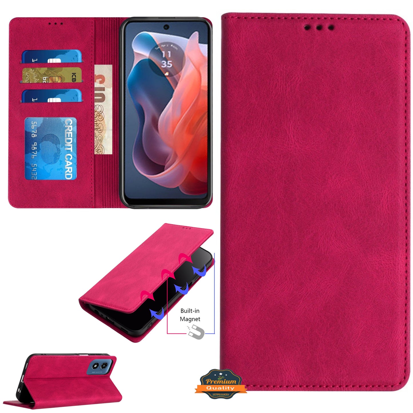 For Samsung Galaxy A16 5G Wallet Pouch with Credit Card Holder Flip Card Slots, Kickstand and Magnetic Closure PU Vegan Leather Case Cover