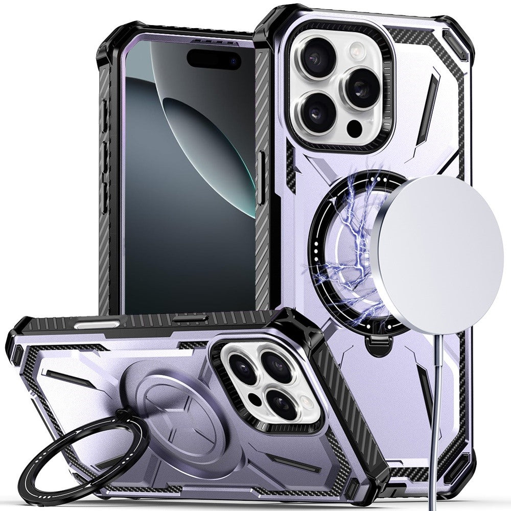 For Apple iPhone 16 Pro Max (6.9") Shockproof Magnetic Ring Case - 360° Rotatable Stand with MagSafe Compatibility Case Cover