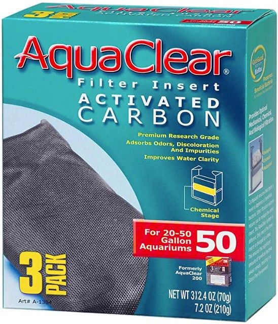 Aquaclear Activated Carbon Filter Inserts [Filter & Bio Bags] Size 50 - 3 count