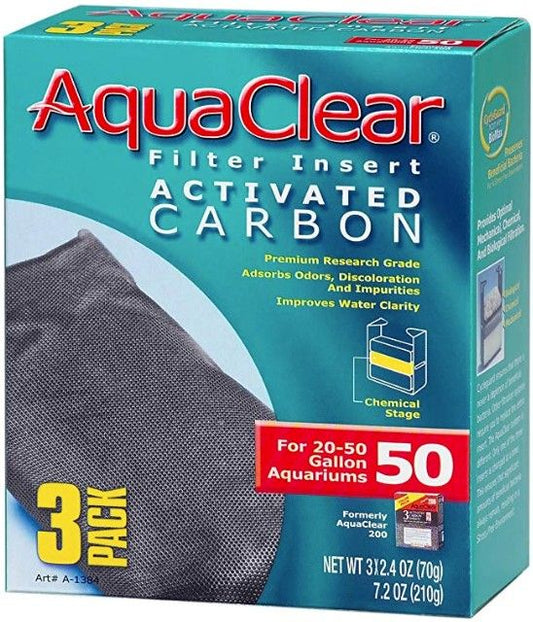 Aquaclear Activated Carbon Filter Inserts [Filter & Bio Bags] Size 50 - 3 count