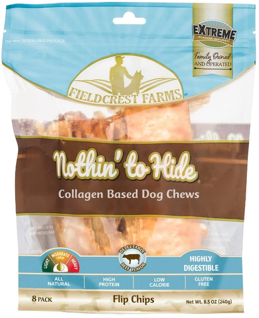 Fieldcrest Farms Nothin to Hide Beef Flip Chips Dog Chews [Dog Supplies] 8 count