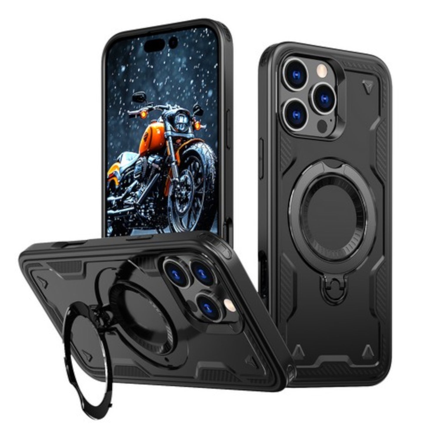 For Apple iPhone 16 Pro (6.3") Ring Holder Case, Military-Grade Shockproof Protective Cover with Magnetic Kickstand [Compatible with Magsafe] Case Cover