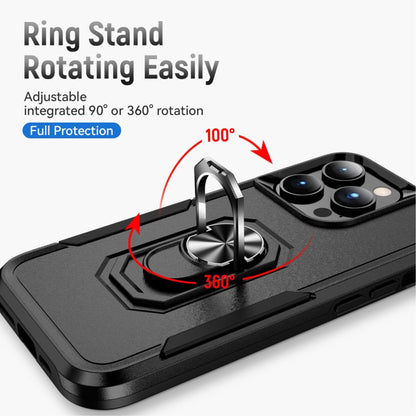 For Apple iPhone 15 Plus (6.7") Military Grade Armor Heavy Shockproof Hybrid Kickstand Built-in 360°Rotate Ring Stand  Phone Case Cover