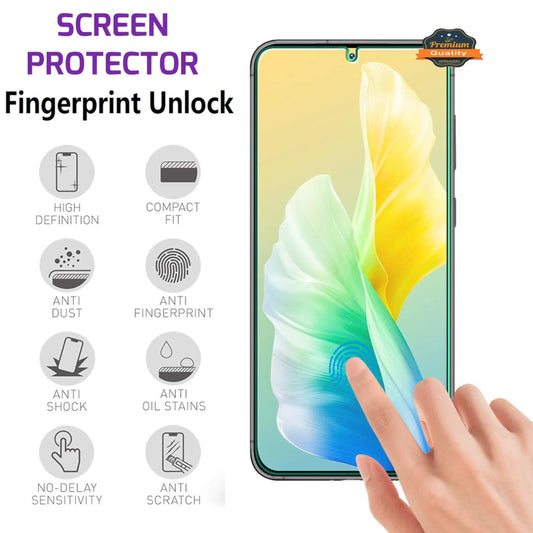 For Samsung Galaxy S24 FE /Fan Edition Tempered Glass Screen Protector,Clear Full Glue Support Fingerprint Unlock Reader Bubble Free, Anti Scratch Case Cover Clear