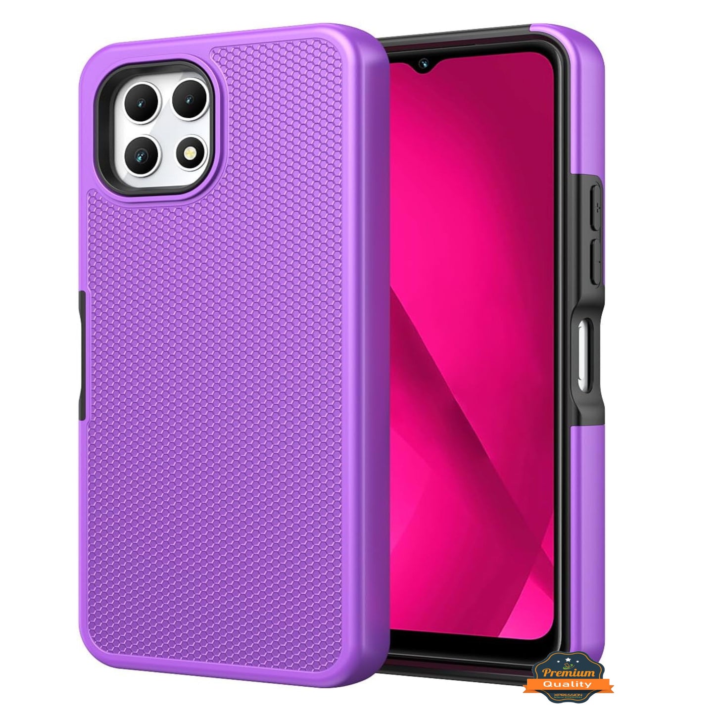 For TCL 50 LE Dual Layer Slim & Tough Hybrid Shockproof Heavy Duty Rubber TPU Matte with Textured Rugged Shell Protection Case Cover