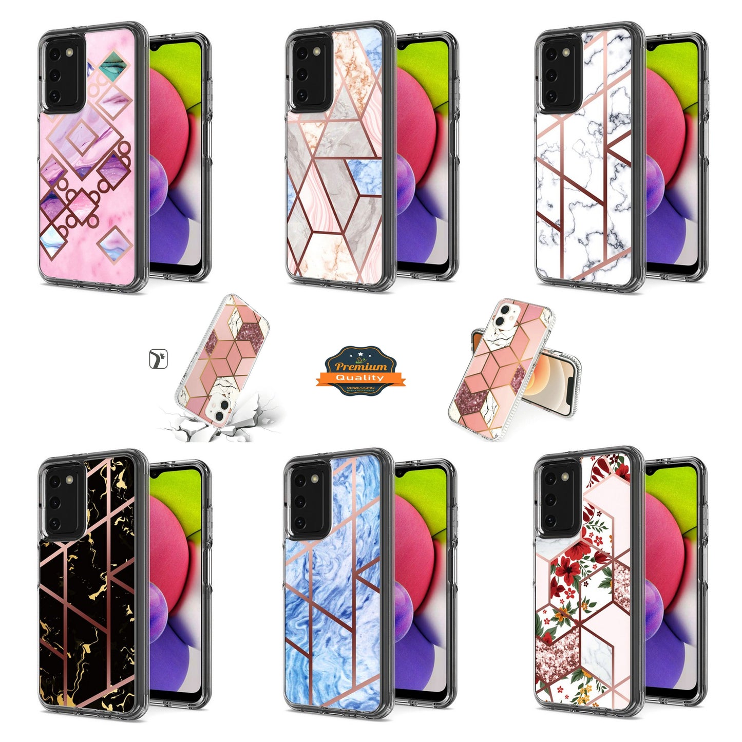 For Samsung Galaxy A16 5G Stylish Hybrid Fashion Marble Trendy IMD Design Hard Back PC Shockproof Protective Case Cover