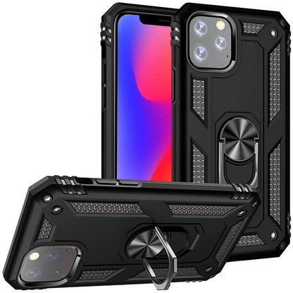 For Apple iPhone 16 Plus (6.7") Shockproof Hybrid Dual Layer PC + TPU with Ring Stand Metal Kickstand Heavy Duty Armor Case Cover