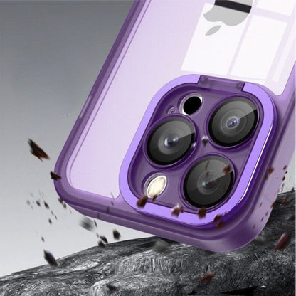 For Apple iPhone 15 Pro Max (6.7") Built-in Camera Kickstand Shockproof Iridescent Holographic Colorful TPU Protective  Phone Case Cover