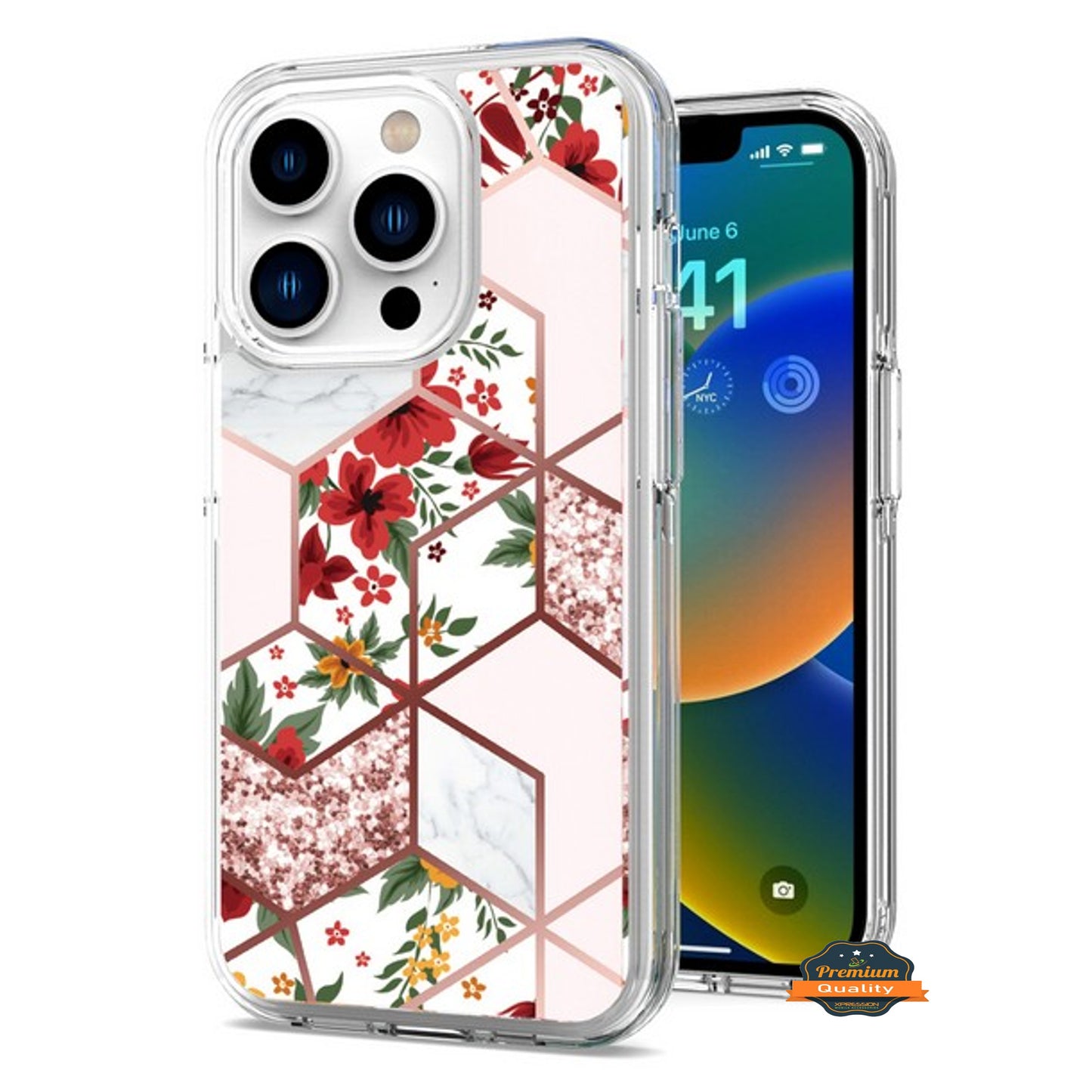 For Apple iPhone 15 (6.1") Stylish Hybrid Fashion Marble Trendy Design Hard Back PC Shockproof TPU Protective  Phone Case Cover