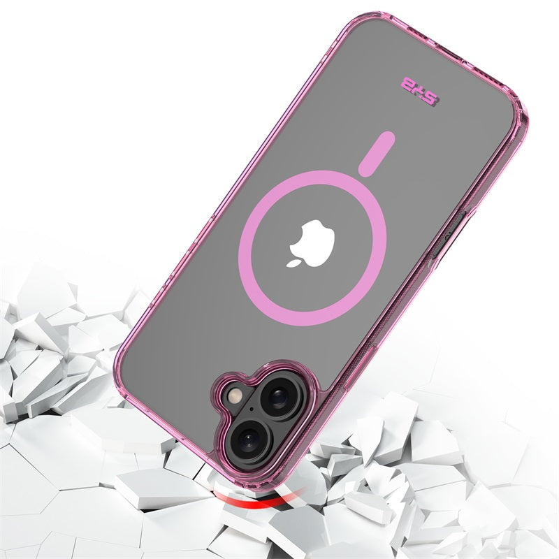 For Ultra-sleek Hybrid Slim Hard PC & TPU Compatible with MagSafe, Magnetic Protective Phone Case for Apple iPhone 16 - Transparent Pink Case Cover Pink