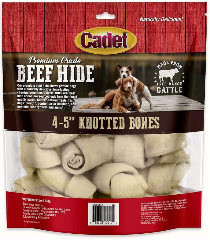 Cadet Premium Grade Beef Hide Knotted Bones 4 Inch [Dog Supplies] 1 lb