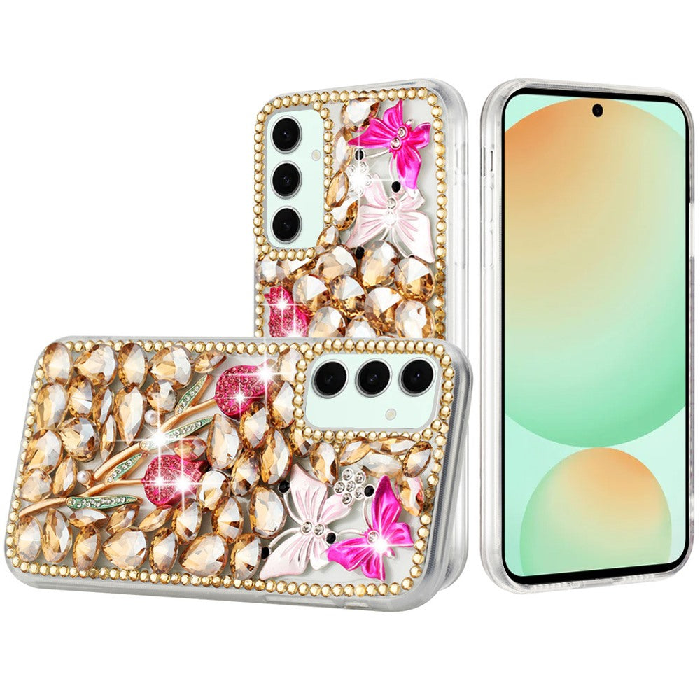 For Samsung Galaxy S24 FE /Fan Edition Bling Crystal 3D Full Diamonds Luxury Sparkle Rhinestone Hybrid Protective Case Cover