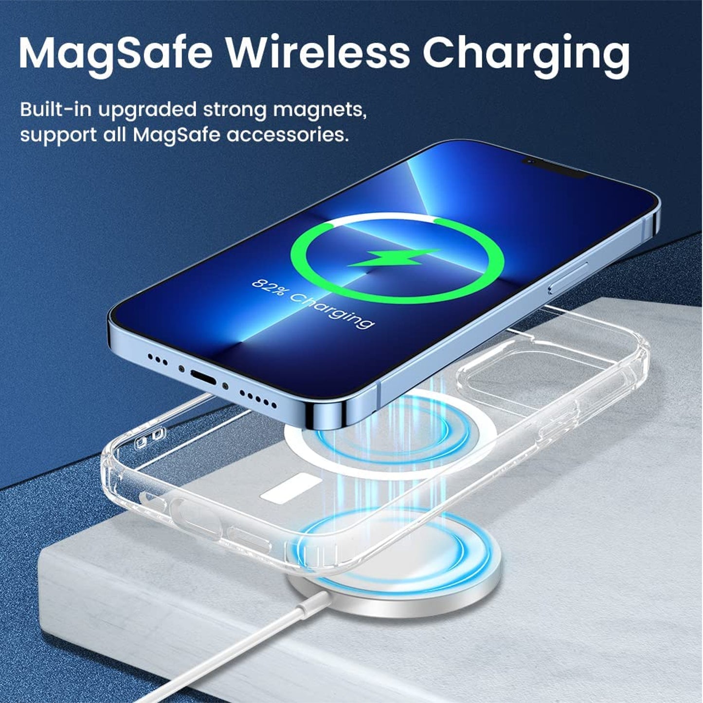 For Apple iPhone 15 Plus (6.7") Magnetic Clear Compatible with Magsafe Wireless Charger PC + TPU Hybrid Slim Transparent Clear Phone Case Cover