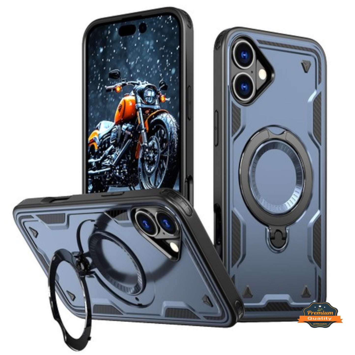 For Apple iPhone 16 Pro (6.3") Ring Holder Case, Military-Grade Shockproof Protective Cover with Magnetic Kickstand [Compatible with Magsafe] Case Cover