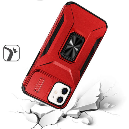 For Apple iPhone 16 (6.1") Camera Cover Phone Case with Magnetic Rotation Ring Stand [Military Grade] Hybrid Hard TPU Shockproof Case Cover