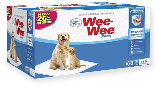 Four Paws Wee Wee Pads Original [Housebreaking Aids] 100 Pack - Box (22" Long x 23" Wide)