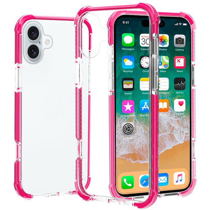 Apple iPhone 16 Plus (6.7") Hybrid Transparent Acrylic Rubber Gummy Gel Hard PC Silicone TPU Color Bumper Frame