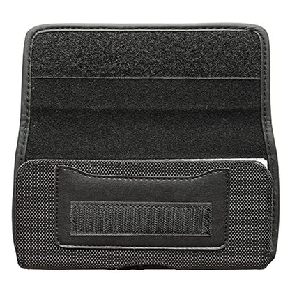 For Apple iPhone 16 Pro Max (6.9") Pouch Case Universal Horizontal Canvas with Credit Card ID Slot and Belt Clip Loop Holster Cell Phone Holder Cover [Black]