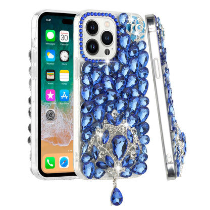 For Apple iPhone 16 Pro Max (6.9") Bling Crystal 3D Full Diamonds Jewelry Luxury Sparkle Rhinestone Glitter Hybrid Protective Case Cover