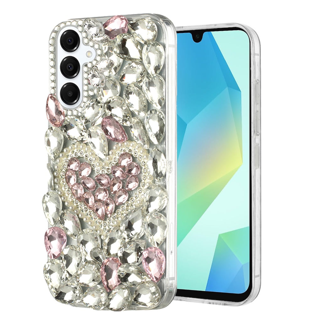 For Samsung Galaxy A16 5G Bling Crystal 3D Full Diamonds Luxury Sparkle Rhinestone Hybrid Protective Case Cover