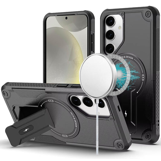 Shockproof Samsung Galaxy S25/S24 Magnetic Hybrid Case with Kickstand - Durable Cover