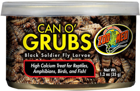 Zoo Med Can O Grubs Black Soldier Fly Larvae High Calcium Treat for Reptiles, Amphibians, Birds, and Fish [Reptile Supplies for Reptile] 1.2 oz