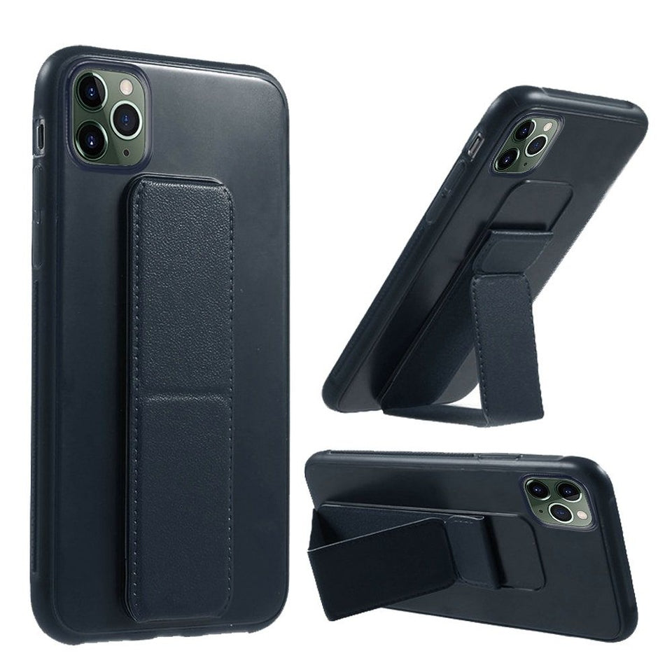 For Apple iPhone 15 Pro Max (6.7") PU Leather Back Foldable Kickstand Hand Strap Stand Hybrid Heavy Duty Shockproof  Phone Case Cover