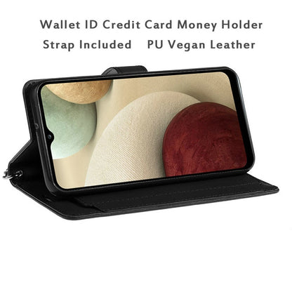 For Apple iPhone 16 (6.1") Wallet PU Leather Credit Card ID Cash Holder Slot Dual Flip Pouch with Stand and Strap Case Cover