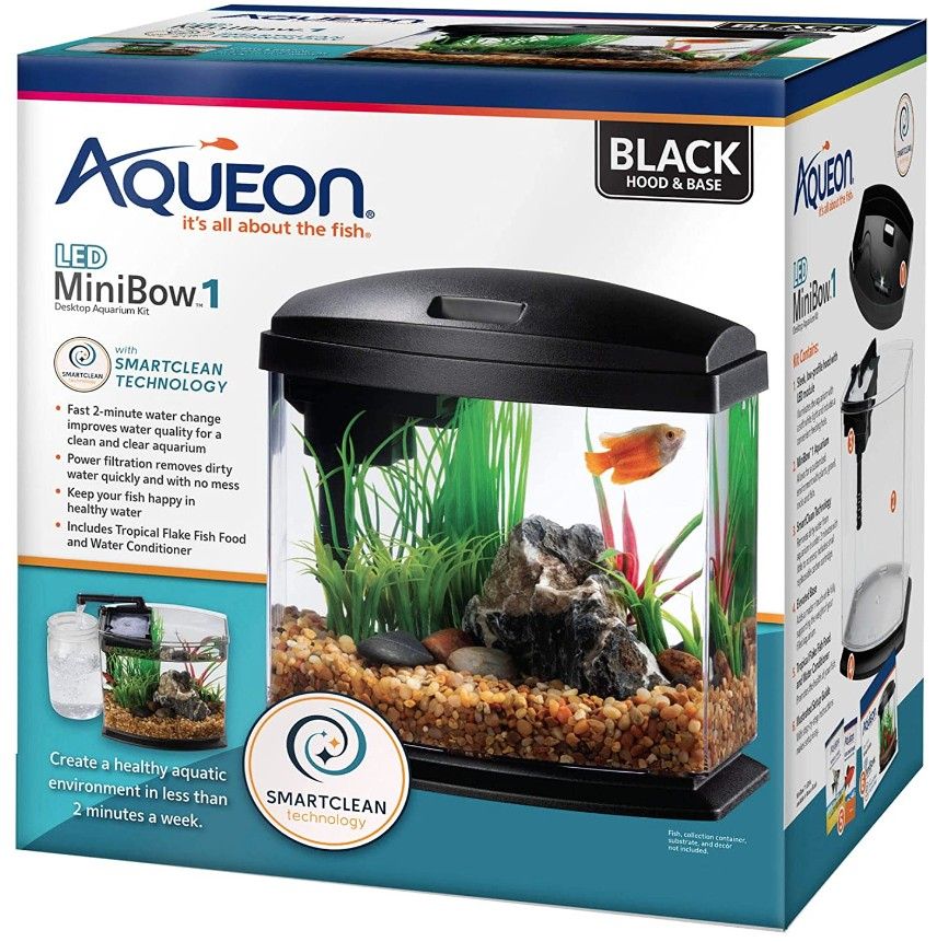 Aqueon [Glass & Acrylic Aquariums] Aqueon LED MiniBow 1 SmartClean Aquarium Kit Black