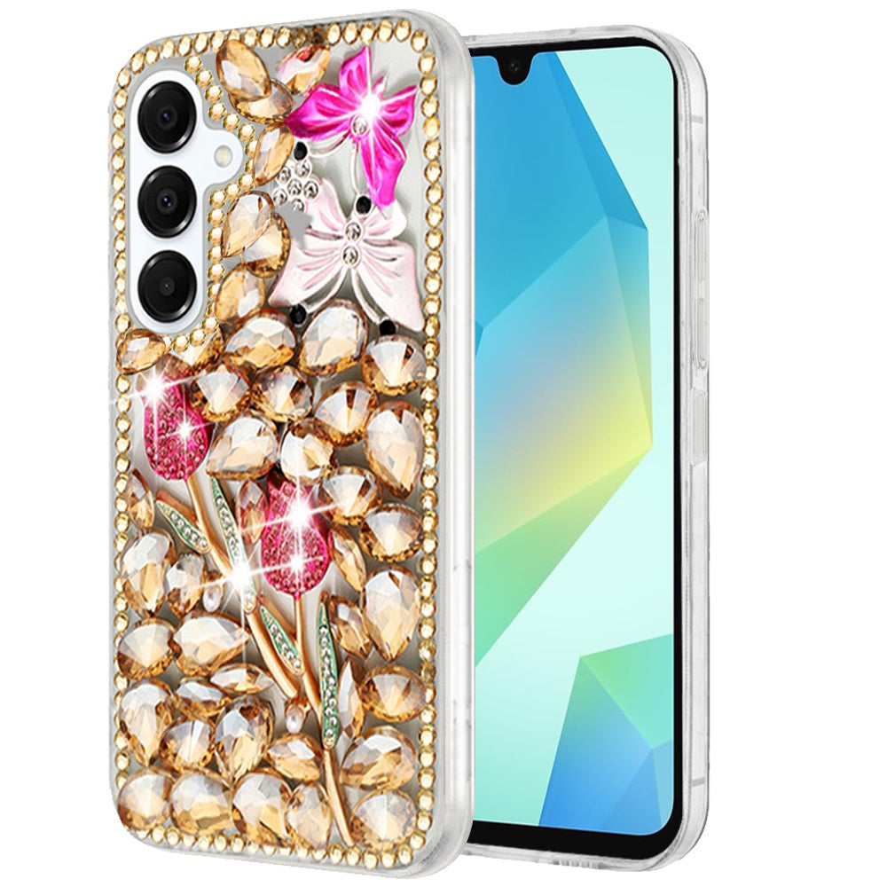 For Samsung Galaxy A16 5G Bling Crystal 3D Full Diamonds Luxury Sparkle Rhinestone Hybrid Protective Case Cover