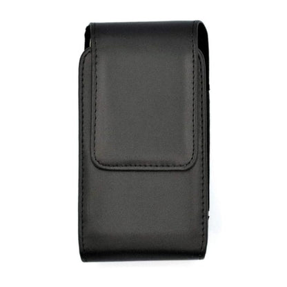 For Apple iPhone 16 Pro Max (6.9") Universal PU Leather Vertical Phone Pouch Holder Carrying Case [Magnetic Closure] With Fixed Belt Clip Holster Hybrid [Black]