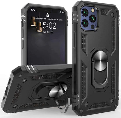 For Apple iPhone 15 Plus (6.7") Shockproof Hybrid Dual Layer TPU with Ring Stand Metal Kickstand Heavy Duty Armor  Phone Case Cover