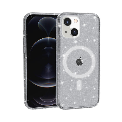 For Apple iPhone 16 Plus (6.7") MagSafe Compatible Glitter Shiny Sparkle Bling TPU Rubber Hard PC Back Hybrid Frame Case Cover