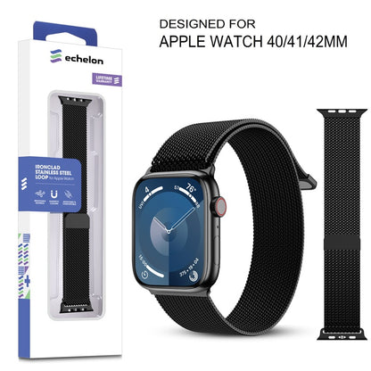 echelon Ironclad Stainless Steel Loop for Apple Watch Series 9 41mm/Watch Series 10 42mm / Watch SE (2022) 40mm - Black, Apple Watch Accessories