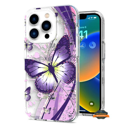 For Apple iPhone 15 Plus (6.7") Hybrid Trendy Image Patterns Design Transparent Hard PC Shockproof TPU Rubber  Phone Case Cover