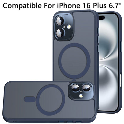 For Apple iPhone 16 Plus (6.7") Complete Protection HQ Hybrid with Metal Tempered Camera Glass, MagSafe Compatible Case Cover