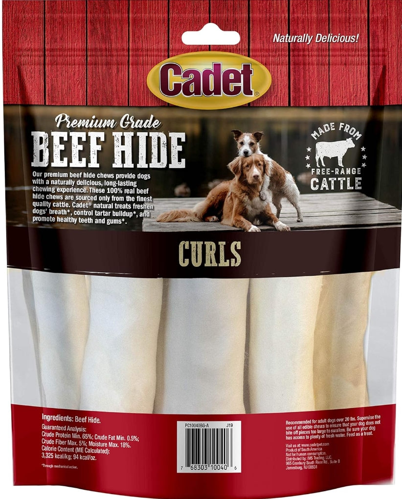 Cadet Premium Grade Beef Hide Chew Curls [Dog Supplies] 1 lb