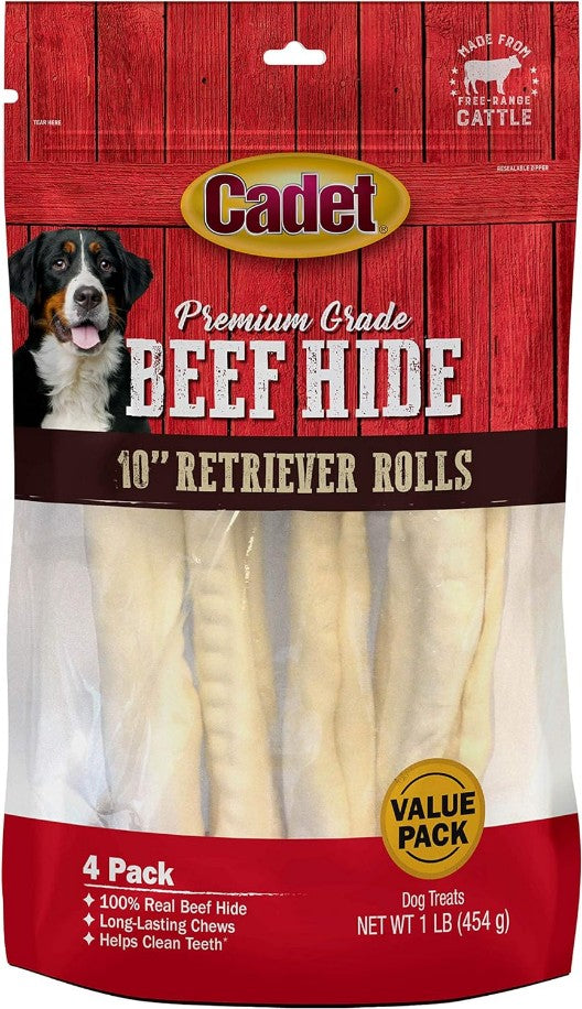 Cadet Premium Grade Beef Hide Retriever Rolls [Dog Supplies] 4 count