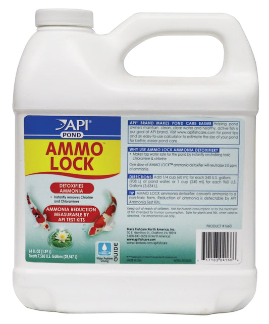 API Ammo Lock Ammonia Detoxifier for Ponds [Pond Supplies for Pond] 128 oz (2 x 64 oz)