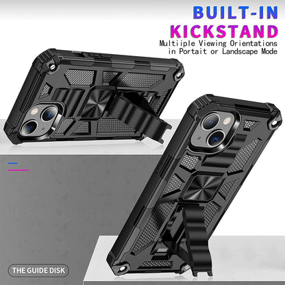 For Apple iPhone 15 Pro Max (6.7") Built in Magnetic Kickstand, Military Hybrid Bumper Heavy Duty Dual Layers Stand  Phone Case Cover