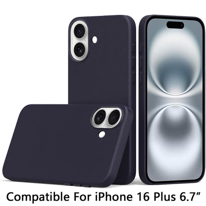 For Apple iPhone 16 Plus (6.7") PU Leather with inner Magnetic Circle Compatible with MagSafe, Rubber TPU Colored Metal Buttons Case Cover