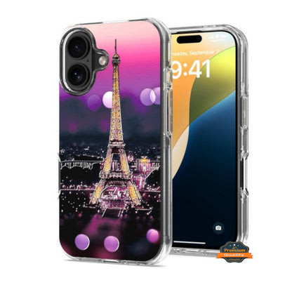 For Apple iPhone 16 (6.1") Hybrid Trendy Image Patterns Design Transparent Hard Back Shockproof TPU Rubber Case Cover