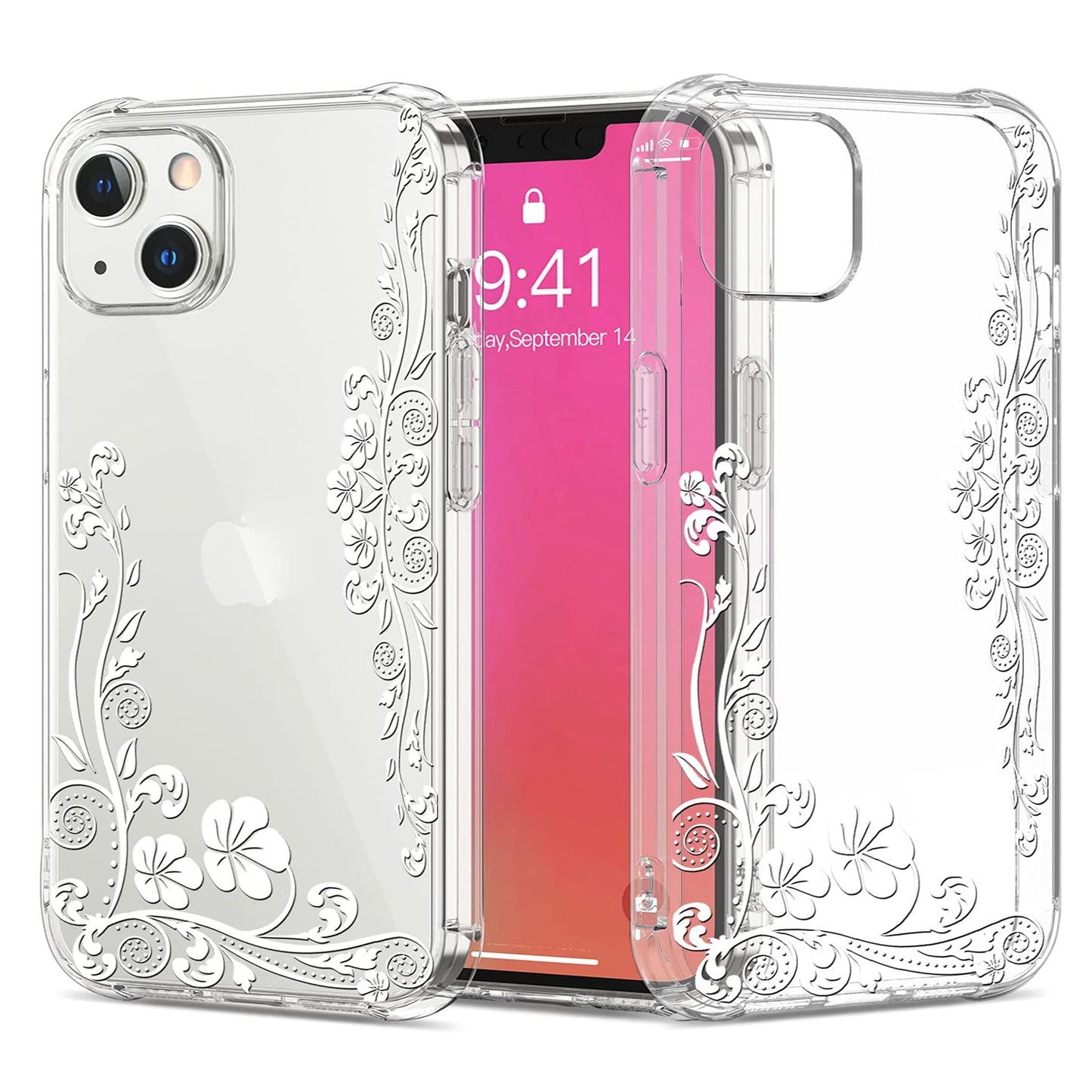 For Apple iPhone 16 (6.1") Hybrid Trendy Image Patterns Design Transparent Hard Back Shockproof TPU Rubber Case Cover