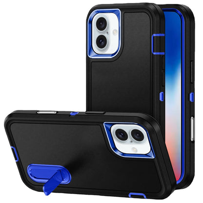 Apple iPhone 16 Pro (6.3") Hybrid 3 Layers Hard 3in1 Shockproof with Kickstand Heavy Duty Hard TPU Rubber Anti-Drop