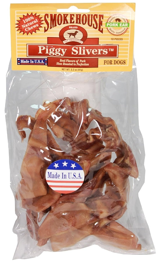 Smokehouse USA Made Piggy Slivers Dog Chew [Dog Supplies] 10 count